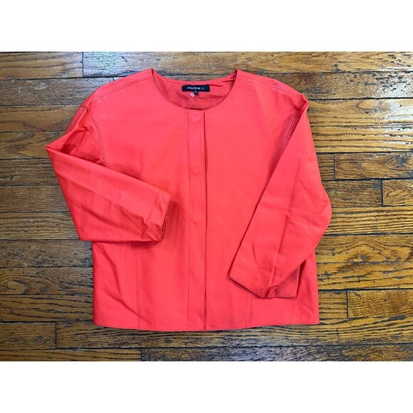 Lafayette 148 New York Women Orange Leather Jacket LIGTHWEIGTH size M NWOT - Picture 1 of 5